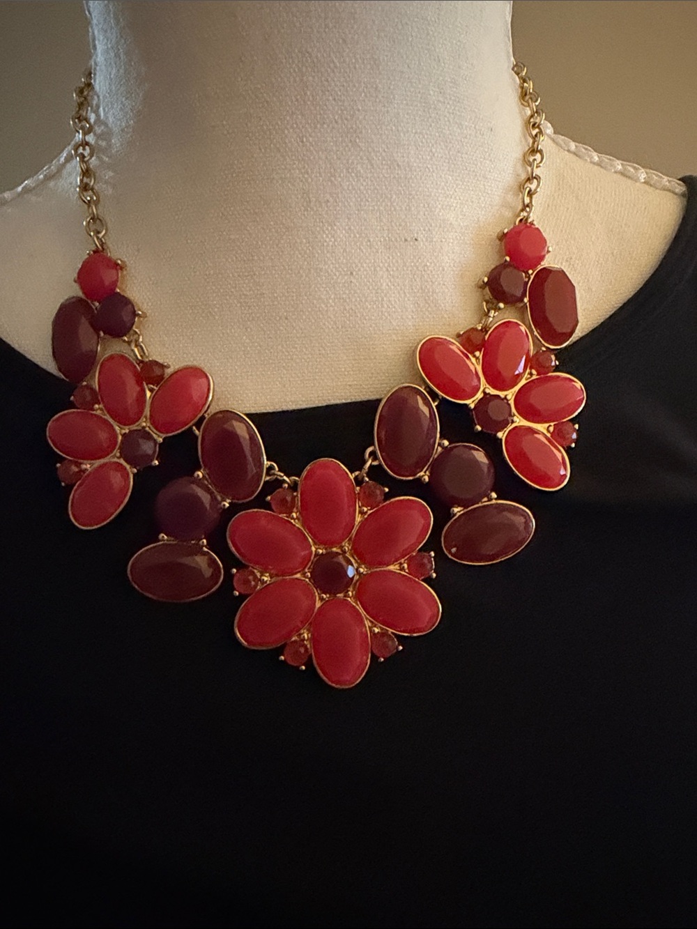 kate spade Red and Deep Red Floral Statement Necklace